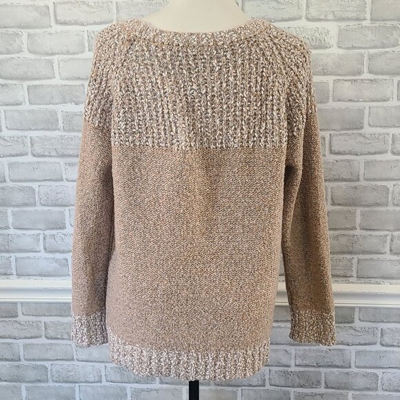Fate Chunky Knit Cozy Sweater Khaki Tan Crewneck Long Sleeve Womens XL Pullover - Picture 4 of 8